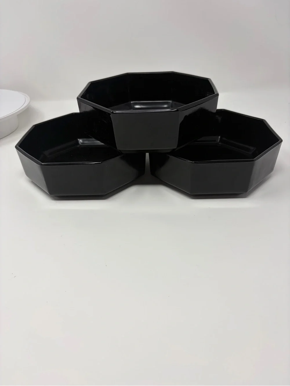 Set of 3 Vintage Arcoroc Octime black octagonal bowls - 5.5